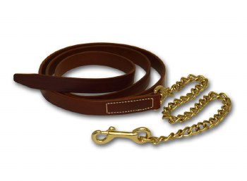 Walsh Leather Lead with 24" Chain (Chestnut)