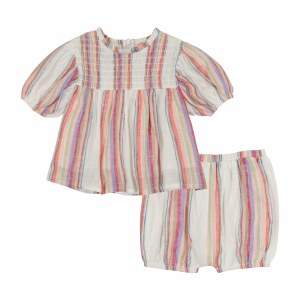 BABY SMOCKING SET STRI 9M