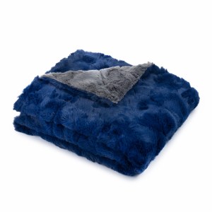 FAUX FUR BLANKET BLU/GY