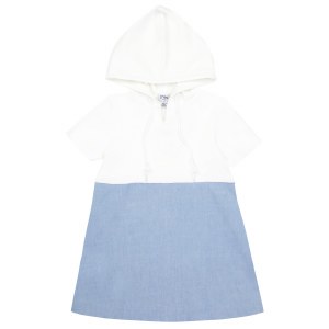 HOODED DENIM DRESS BLU 5