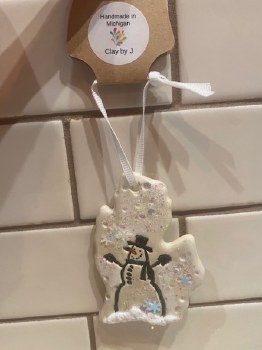 Small Ceramic Snowman Christmas Ornament