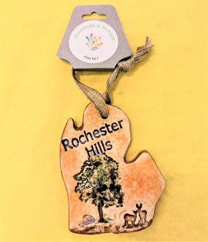 Ceramic Rochester Hills Mitten Ornament