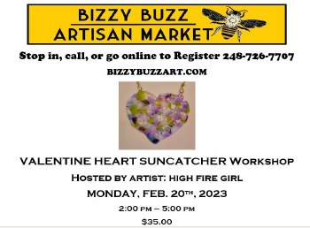February 20th 2023 Valentine Heart Suncatcher Workshop