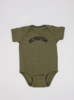 Onsie Detroitish Grn 6 Mo Oliv