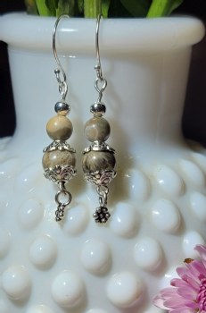 Petoskey/Fossil Coral Sterling Silver Drop Earrings