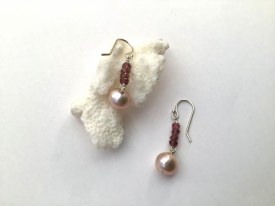 Pink Pearl & Pink Tourmaline Sterling Silver Earrings