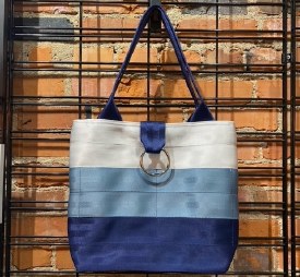 Seat Belt Market Tote Shades of Blue