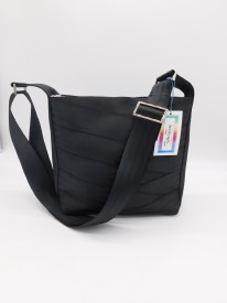 Seat Belt "Rounabout" Crossbody" Purse Black