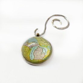 Vintage Michigan Map Ornament