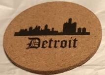 4" Detroit Round Cork Coaster