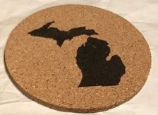 4" Round Michigan Cork Coaster