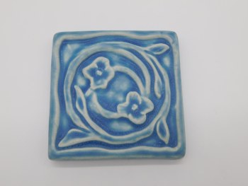 Floral Swirl Tile 4" x 4" Freshwater Blue
