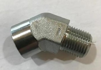 3/8in MPT x 3/8in FPT Elbow 45, Pipe fitting, Steel