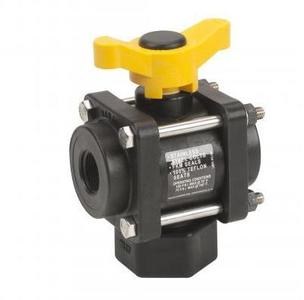 3/4in FPT Banjo 3-Way Ball Valve, Bottom Load, Poly