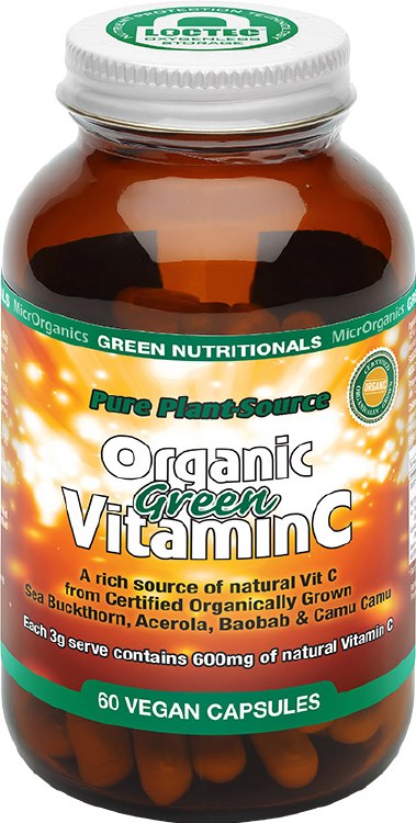 Organic Green Vitamin C Capsules (600mg) - Amber Glass