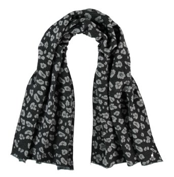 Fraas 623347 Animal Plisse Woven Scarf O/S Black