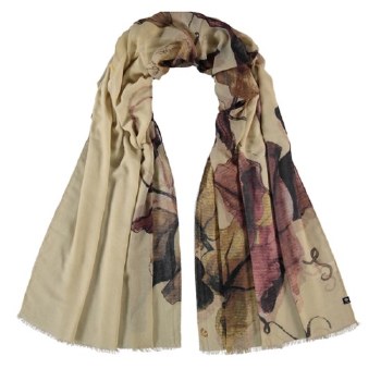 Fraas 640000 Zucchini Flowers Print Scarf O/S Honest White/Violet