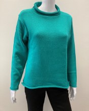 Binghamton Knitting 15795L Roll Neck Sweater M Jade