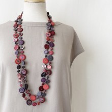 Caracol 1001-BLU Red Mix Disc Necklace
