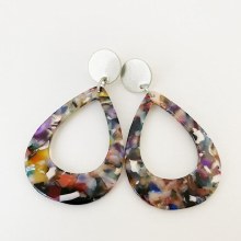 Caracol Drop Resin Earrings 2435-SLV-B