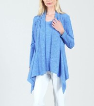 Clara Sunwoo CA77MG2 Ribbed Cardigan and Tank Set S Blue