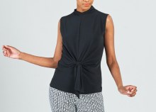 Clara Sunwoo T113 Sleeveless Center Front Tie Top S Black