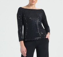 Clara Sunwoo T77S Shimmer Sequin Top  M Black