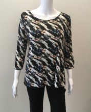 Cubism Button Back Shirt 379-13582 Button Back Shirt XS Black Print