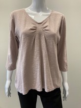 Cut Loose 3/4 Sleeve Tuck Front Tee L Cinder Rose