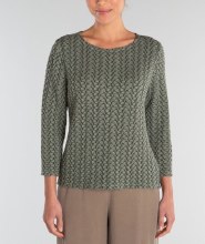 Cut loose 6665060 3/4 Sleeve Pucker Fabric Boatneck Top XL Tarragon