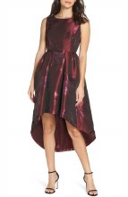 Forest Lily FL213 Printed Metalic Jacquard Dress 4 Wine