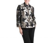 IC Collection 2062J Floral Jacquard Jacket S Black/Gold