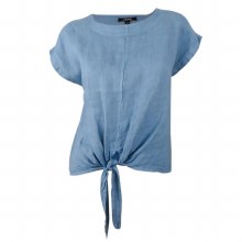 Charlie B C4271 Linen Tie Front Blouse  XL Denim
