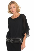 Joseph Ribkoff Beaded Hem Sheer Top 193212 10 Black