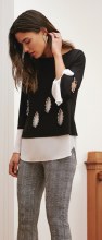 Joseph Ribkoff 193274 Beaded Tunic 8 Bl/Wh