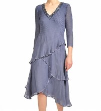 Komarov CAP13422 V-Neck Layered Dress XS PGN