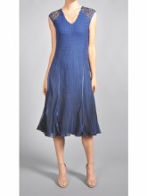 Komarov 14461 V-Neck Lace Yoke Dress S NVO