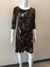 Salaam 3/4 Sleeve Lexi Dress XS Black Print