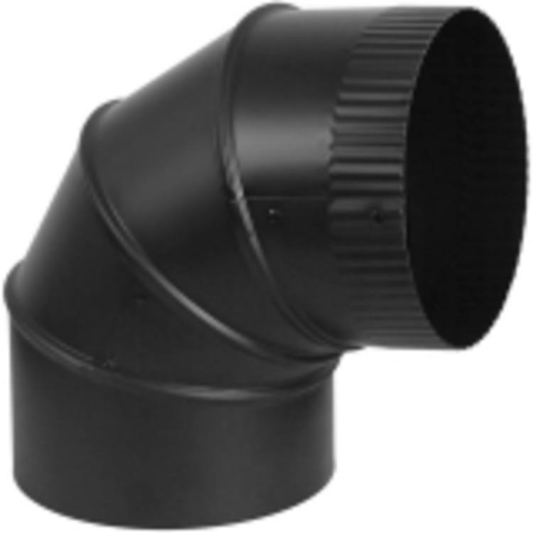 Stove Pipe DB Elbow 90 Degree Black, 6''