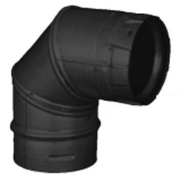 Stove Pipe PV Elbow 90 Degree Black, 3''