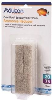 Aqueon QuietFlow Ammonia Reducer Filter Pad, Size 20 or 75 LED, 4 Count