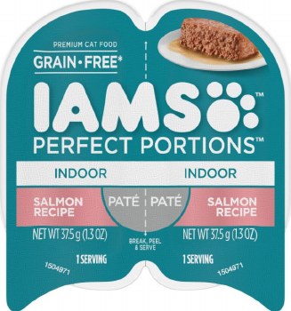 IAMS Perfect Portions Indoor Cat Formula Grain Free Pate with Salmon Wet Cat Food 2.6oz