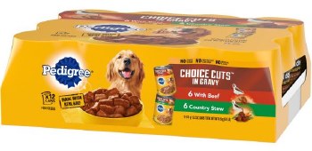 Pedigree Choice Cuts In Gravy Combo Pack Beef and Country Stew Recipes Canned, Wet Dog Food, Case of 12, 13.2oz Can