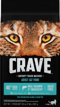 Crave High Protein Formula Salmon and Ocean Fish Recipe Grain Free Adult, Dry Cat Food, 2lb
