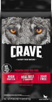 CRAVE High Protein Adult Formula Beef Recipe, Dry Dog Food, 4lb