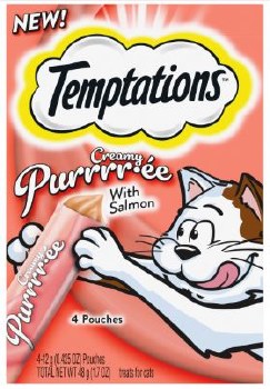 Whiskas Temptations Creamy Purree with Salmon, Cat Treat, 4 count, 107oz