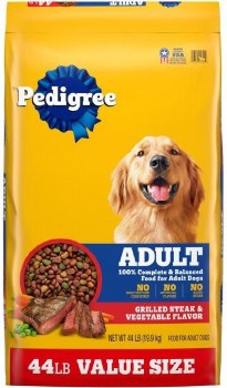 Pedigree Adult Complete Nutrition Grilled Steak and Vegetable Flavor Dry Dog Food 44 lbs Bonus Bag