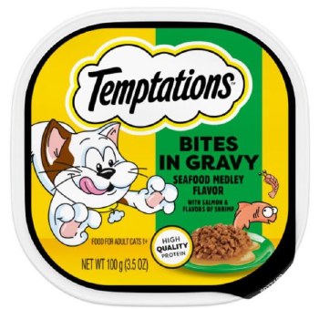 Temptations Bites in Gravy, Chicken, Wet Cat Food, 2.5oz Tray
