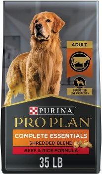 Purina Pro Plan Complete Adult Shredded Blend Beef and Rice Formula, Dry Dog Food, 35lb