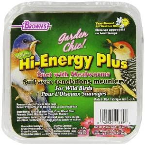 FMBrowns Garden Chic Hi Energy Plus Suet Cake With Mealworms Wild Bird Food 11.5oz